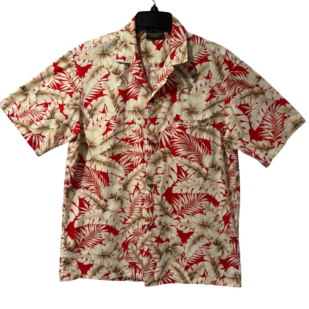 Royal Creations Hawaiian Shirt Mens M Red Made in‎ Hawaii Tropical